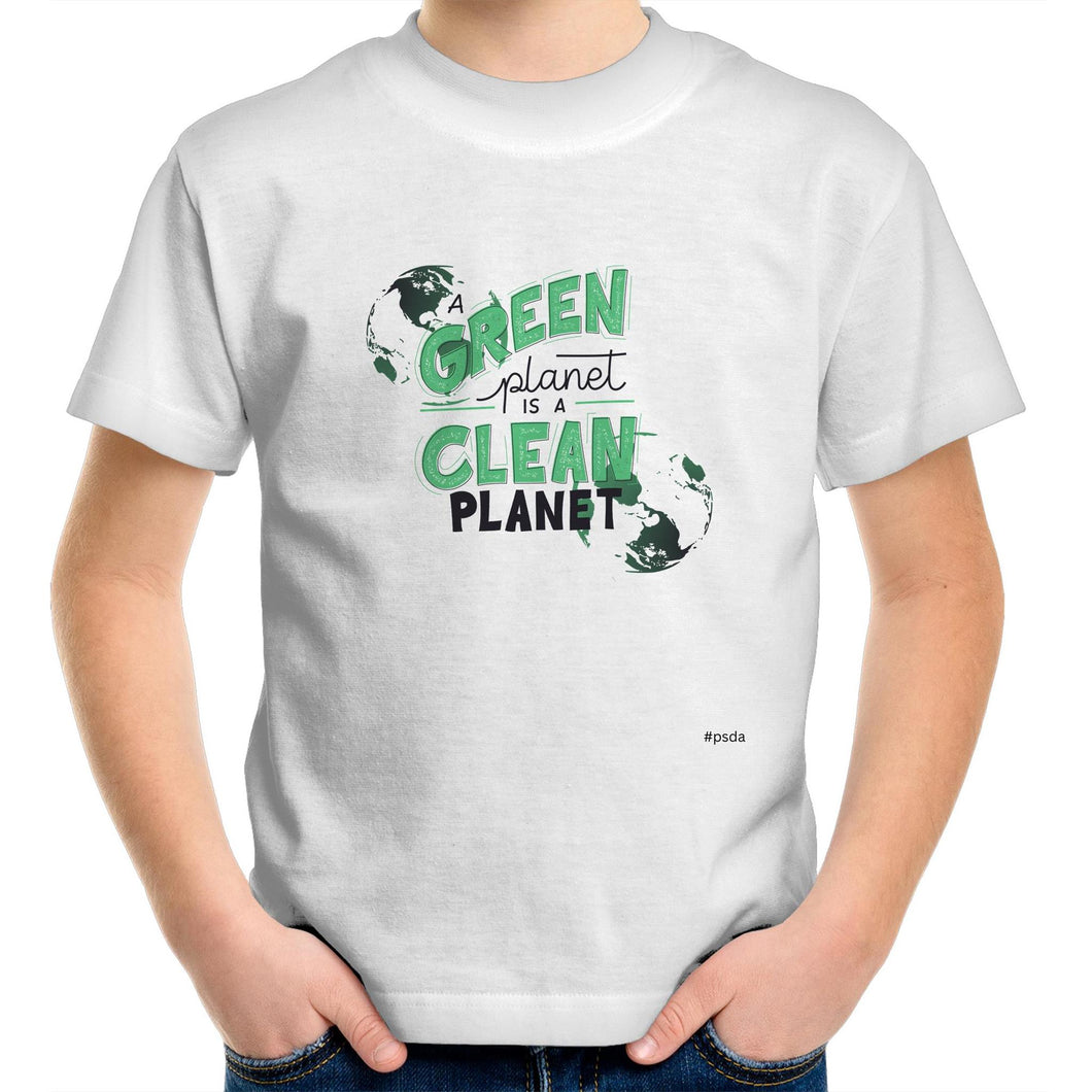 A Green Planet Is A Clean Planet - Kids/Youth Crew T-Shirt