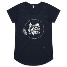 Load image into Gallery viewer, Dream Believe Achieve Female  Scoop Neck T-Shirt
