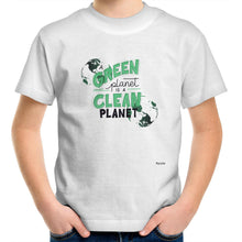 Load image into Gallery viewer, A Green Planet Is A Clean Planet - Kids/Youth Crew T-Shirt
