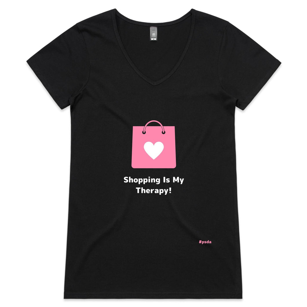 Shopping Is My Therapy - Womens V-Neck T-Shirt
