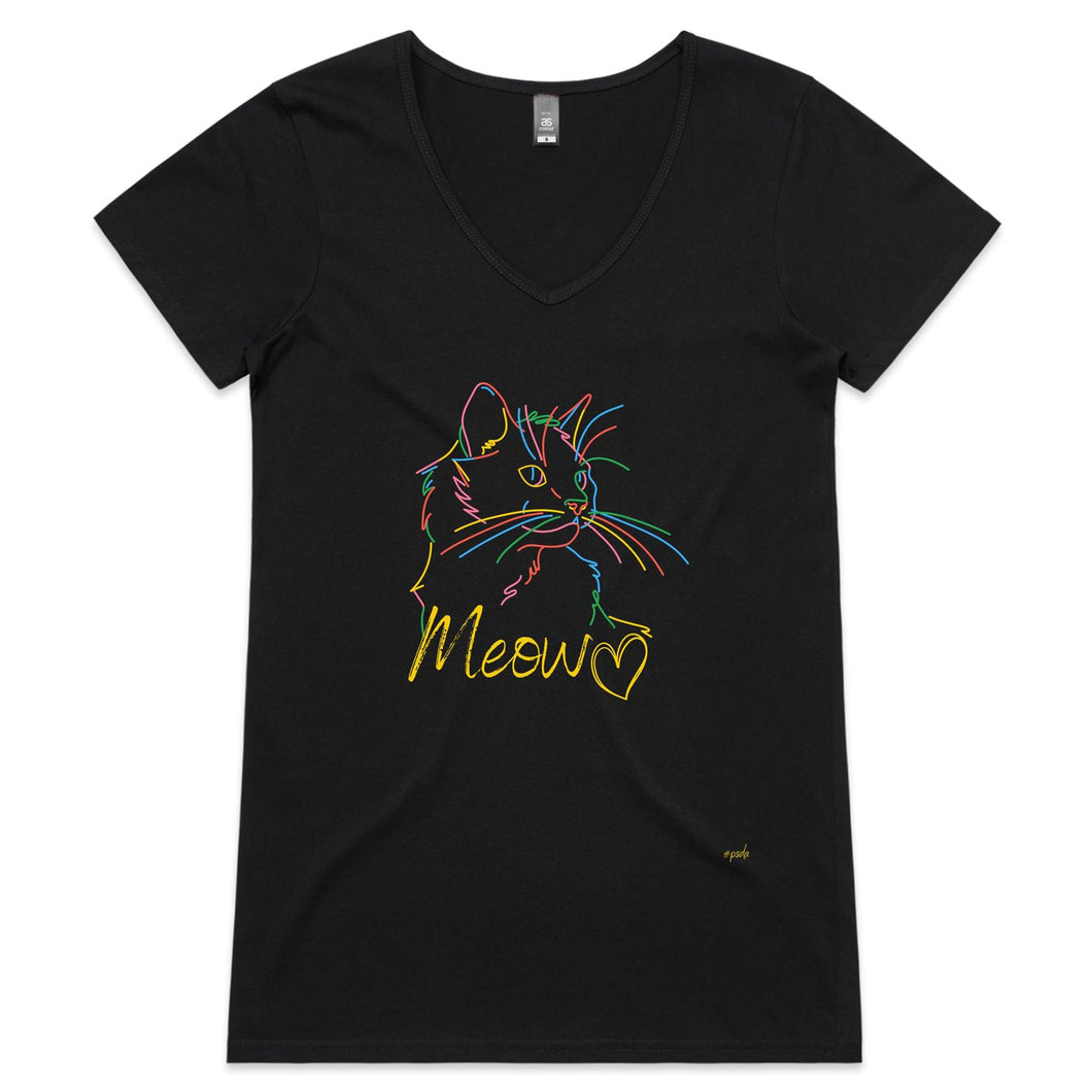 Meow - Womens V-Neck T-Shirt