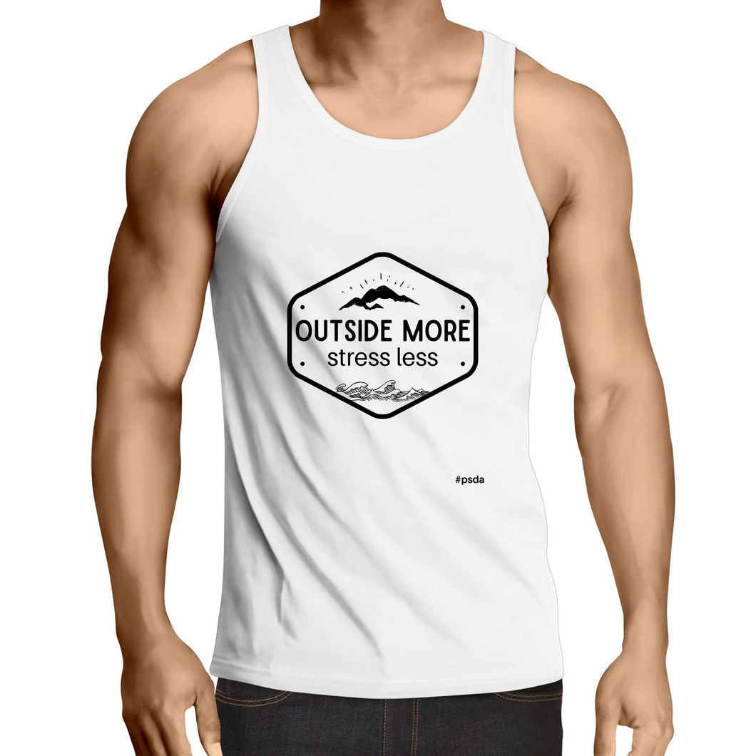 Outside More. Stress Less - Mens Singlet Top