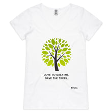 Load image into Gallery viewer, Love To Breathe. Save The Trees - Womens V-Neck T-Shirt
