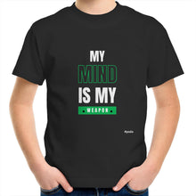 Load image into Gallery viewer, My Mind Is My Weapon - Kids/Youth Crew T-Shirt
