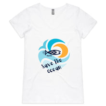 Load image into Gallery viewer, Save The Ocean - Womens V-Neck T-Shirt
