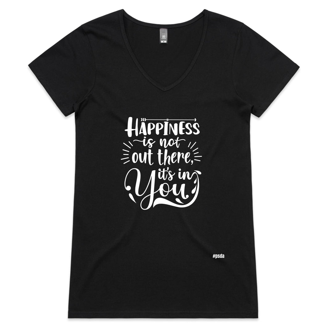 Happiness - Womens V-Neck T-Shirt