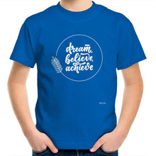 Load image into Gallery viewer, Dream. Believe. Achieve - Kids/Youth Crew T-Shirt
