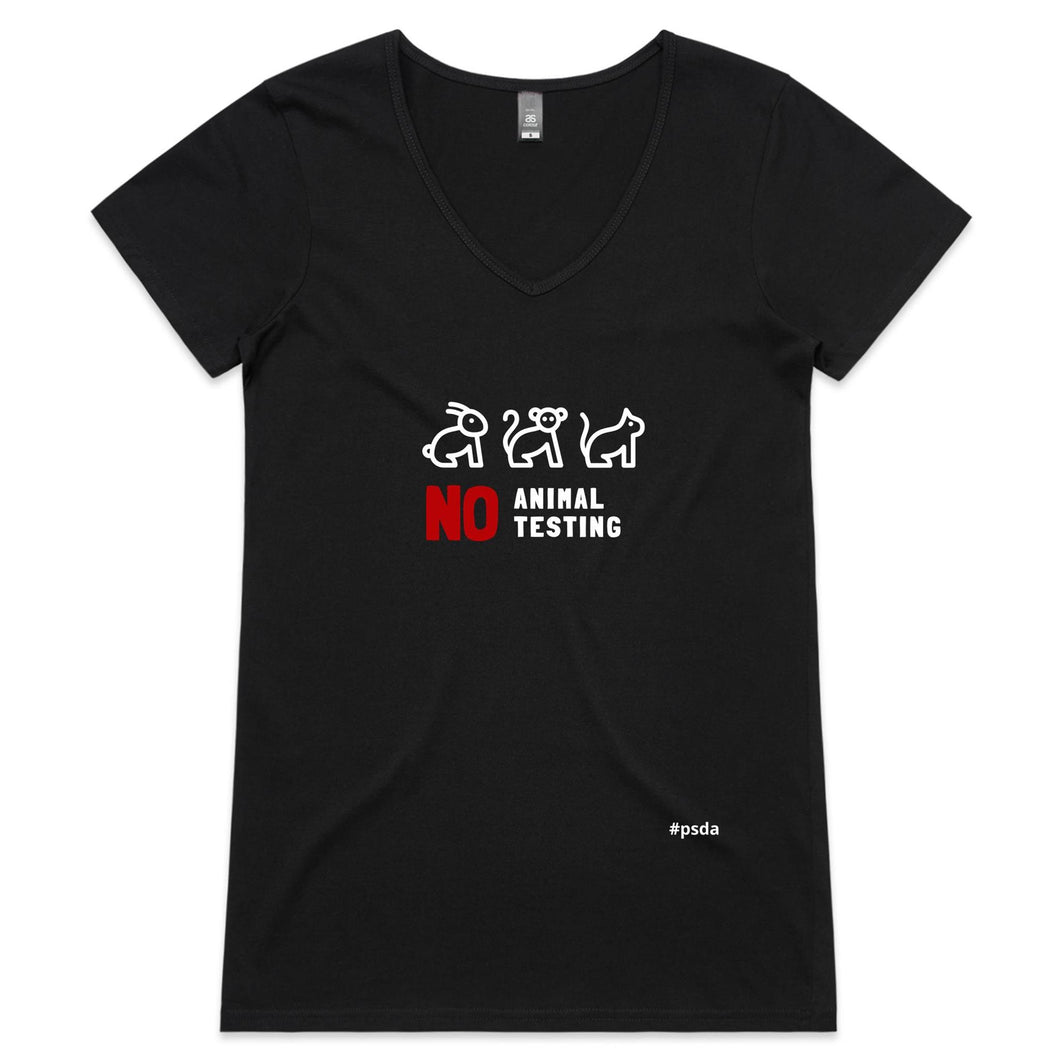 NO Animal Testing - Womens V-Neck T-Shirt