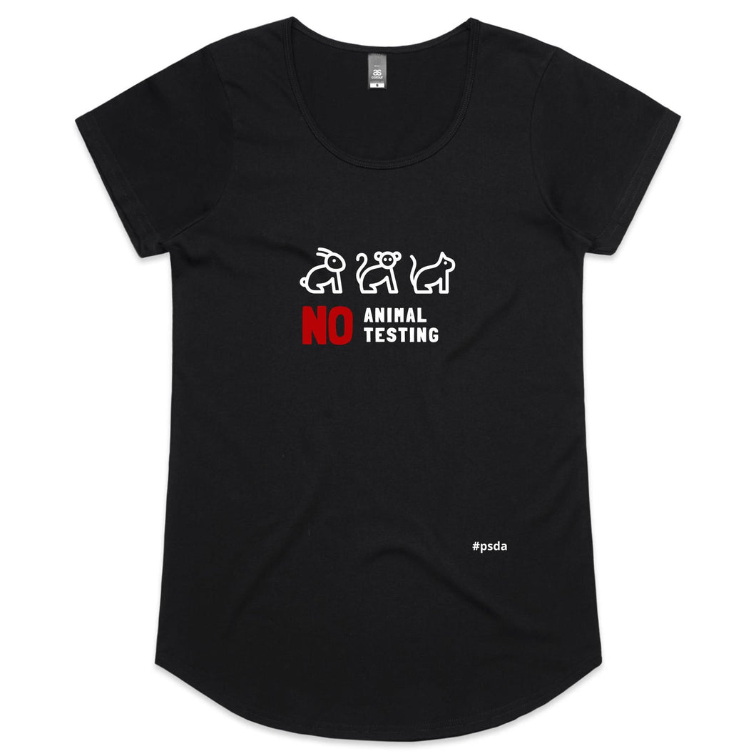 NO Animal Testing - Womens Scoop Neck T-Shirt