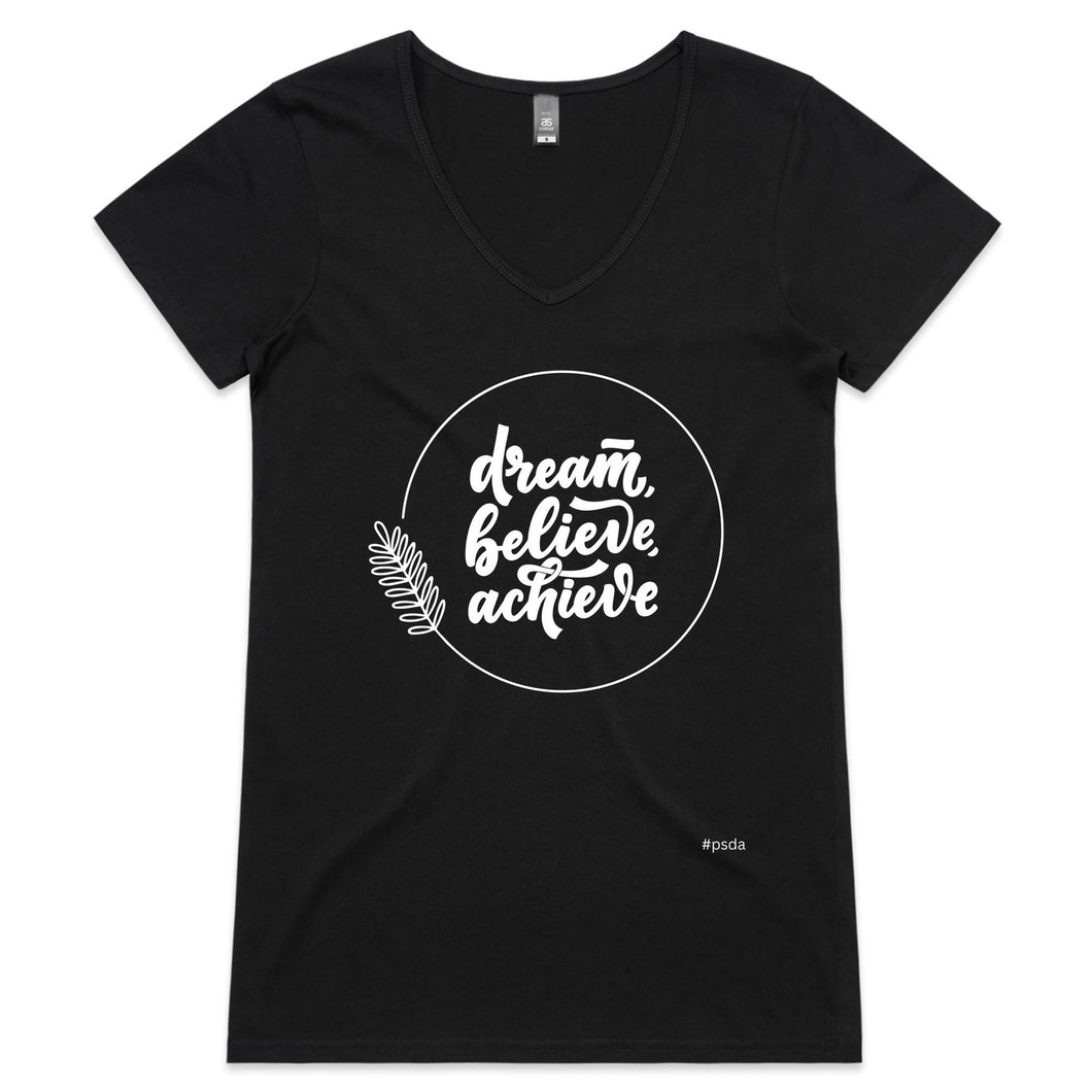 Dream Believe Achieve Female V-Neck T-Shirt